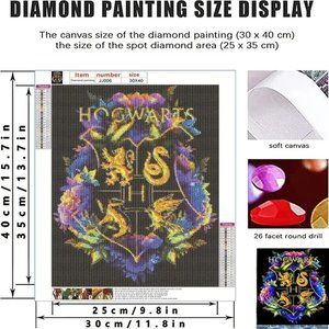 🆕 DIY Hogwarts Diamond Art Kit Frameless 12"x16"